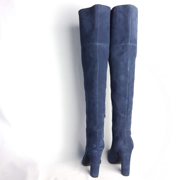 ALDO Blue Suede OTK Boots 4.5" Heel Size 6 - Picture 5 of 14